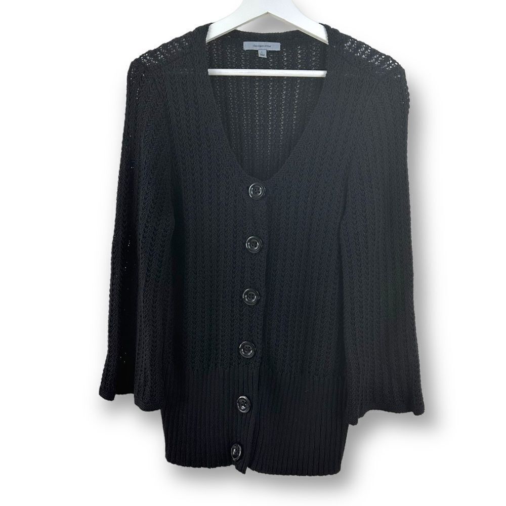 Classiques Enrier black button down loose knit cardigan size L
